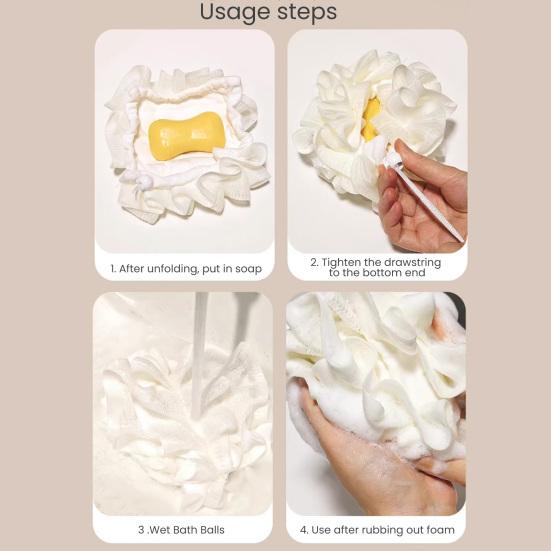 2 In 1 Bath Ball Elastic Hexagonal Mesh Shower Ball Foam-enhancing Bath Accessory Bubble-boosting Shower Tool