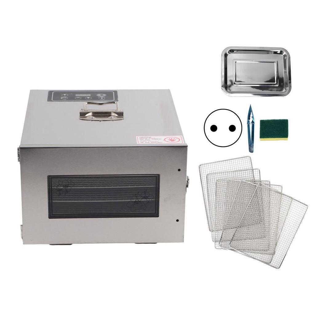 400W Sušička potravin Nerezová ocel 6 pater Elektrický sušič potravin na ovoce zeleninu UK Zástrčka