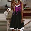 Woman Clothes Dresses Printed Sleeveless Knee-high U-neck Casual Soft and Comfortable Loose Floral Fake Two Pieces Female Dress
