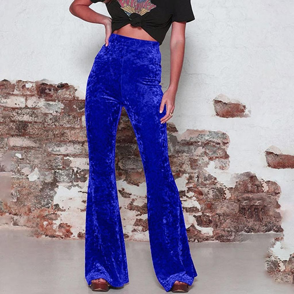 Fashionable Women's Retro Color High,waisted Casual Wide,leg Pants