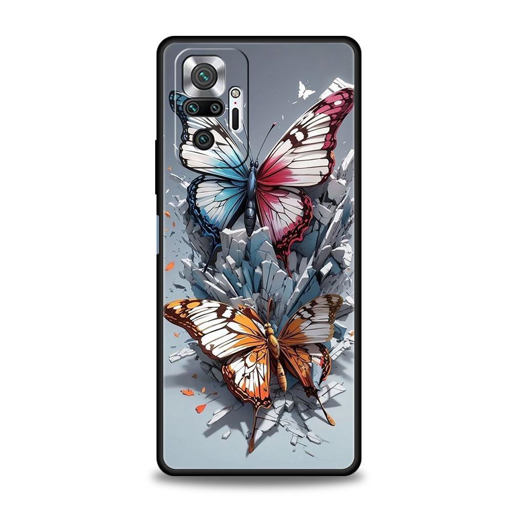 Butterfly Phone Case Cover for Redmi 13C 10C Note 13 12 10 11 Pro Plus 7 8T K40 K50 Gaming Pro Plus 5G Soft TPU Shell Capas Bags