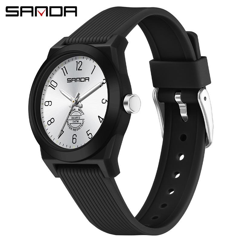 SANDA Student Exam Silent Waterproof Luminous Quartz Watch for Teens