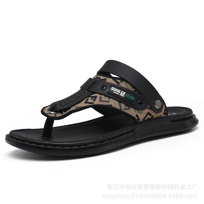 

Летние новые пляжные тапочки для прогулок на открытом воздухе, мужские сандалии на толстой подошве двойного назначения, нескользящие, легкие шлепанцы на мягкой подошве 44 золотой