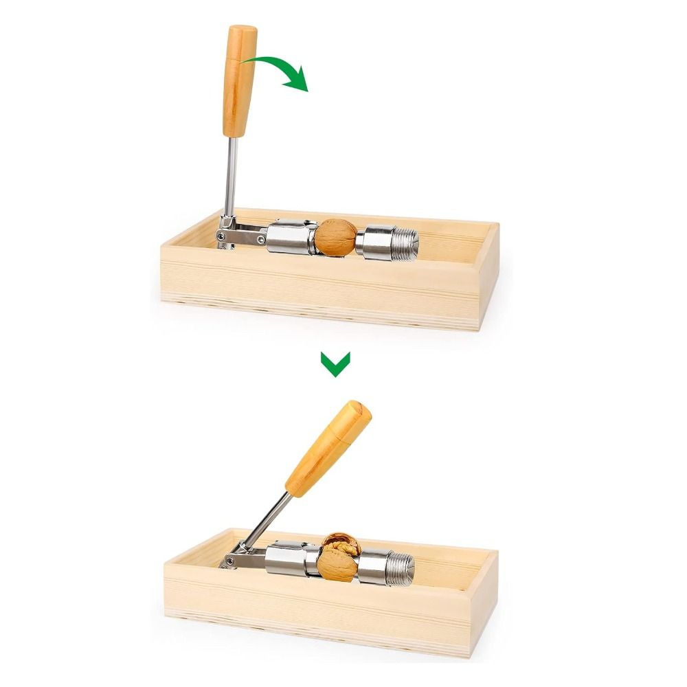 Kitchen Gadgets Manual Nut Cracker Stainless Steel Heavy Duty Walnut Shelling Machine With Storage Box Walnut Opener Children