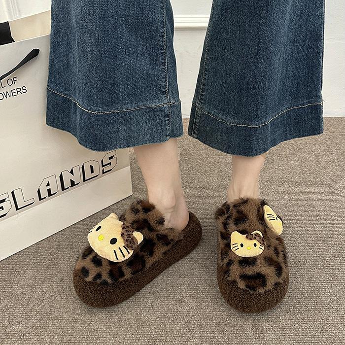 Beige Plüsch Niedlich Super Dicksohlige Flauschige Hausschuhe für Damen Oberbekleidung 2025 Neu Winter Plüsch Warme Taschenkopf Hausschuhe