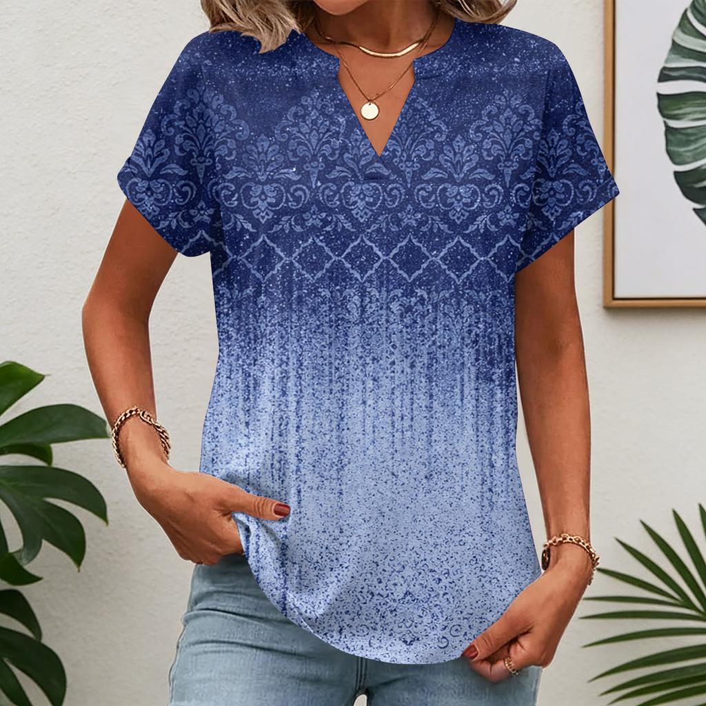 Womens Tops Short Sleeve Tee Summer V Neck Shirts Work Blouses Business Tunic
