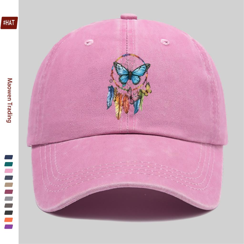 Pc Colorful Butterfly Print Baseball Cap Adjustable Buckle Lightweight Polyester Ideal For Outdoor Activities Travel And