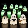 Holiday Ornaments Halloween Luminous Mini Ghost Figurines, Glow in The Dark Cute Creepy Charming Atmosphere Props Miniature Statue for Micro