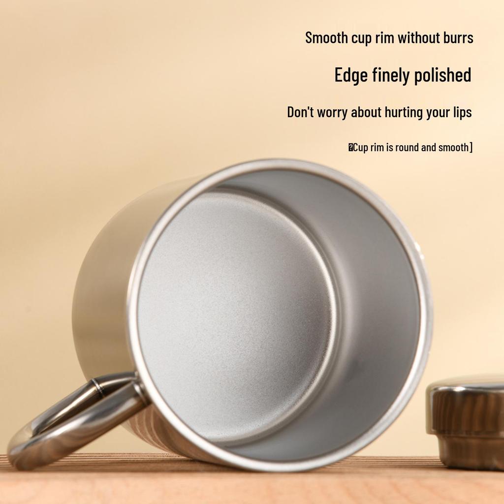 Tasse en Acier Inoxydable Double Paroi Plaqué Titane avec Poignée - Anti-Brûlure, Isolation Thermique pour Café, Thé et Eau