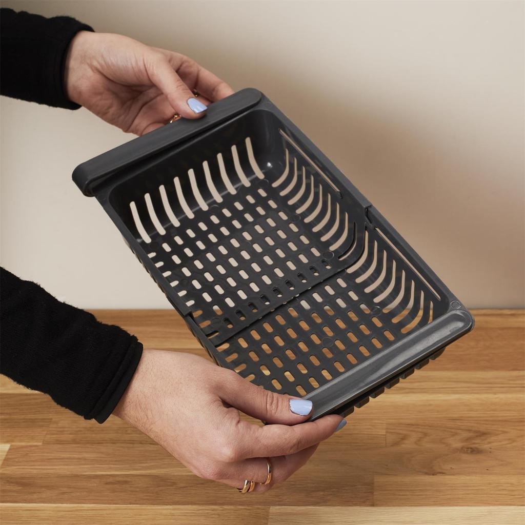 Hanging Refrigerator Basket, Gray, Adjustable Width