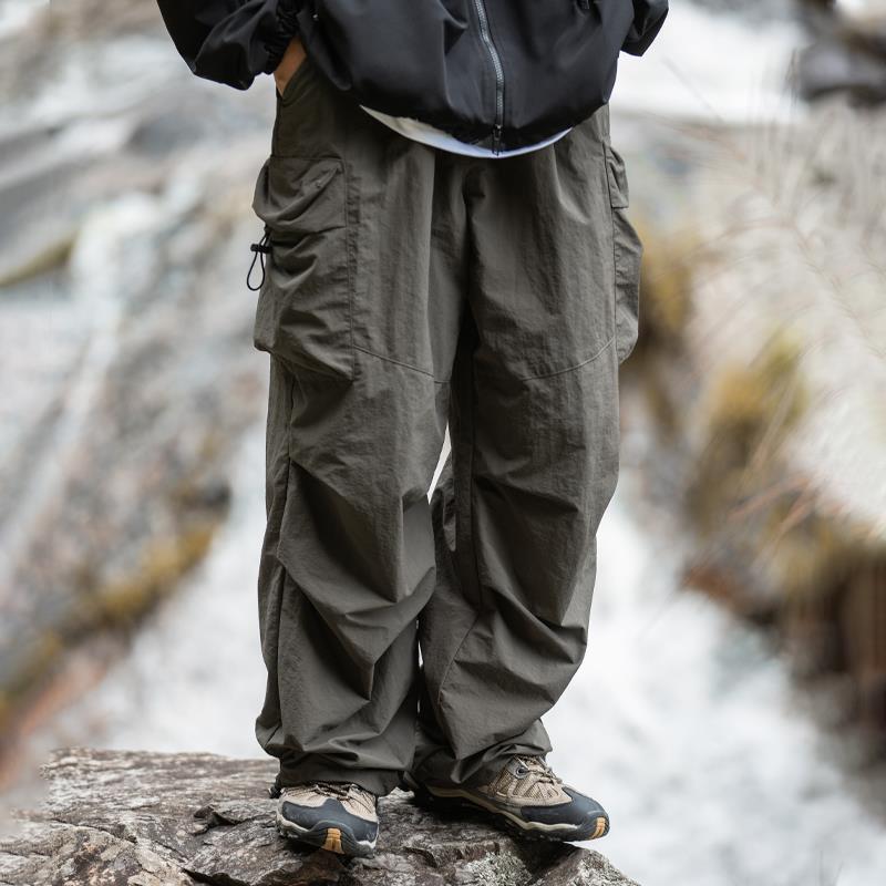 

Чоловічі японські літні спортивні штани з широкими штанинами на кулісці - трендові повсякденні комбінезони довжиною дев ять точок XXL зелений/сірий колір