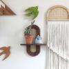 New Handmade Rattan Flower Shelf Boho Style Geometric Wall Mounted Shelves Decorative Floating Shelf Home Decor