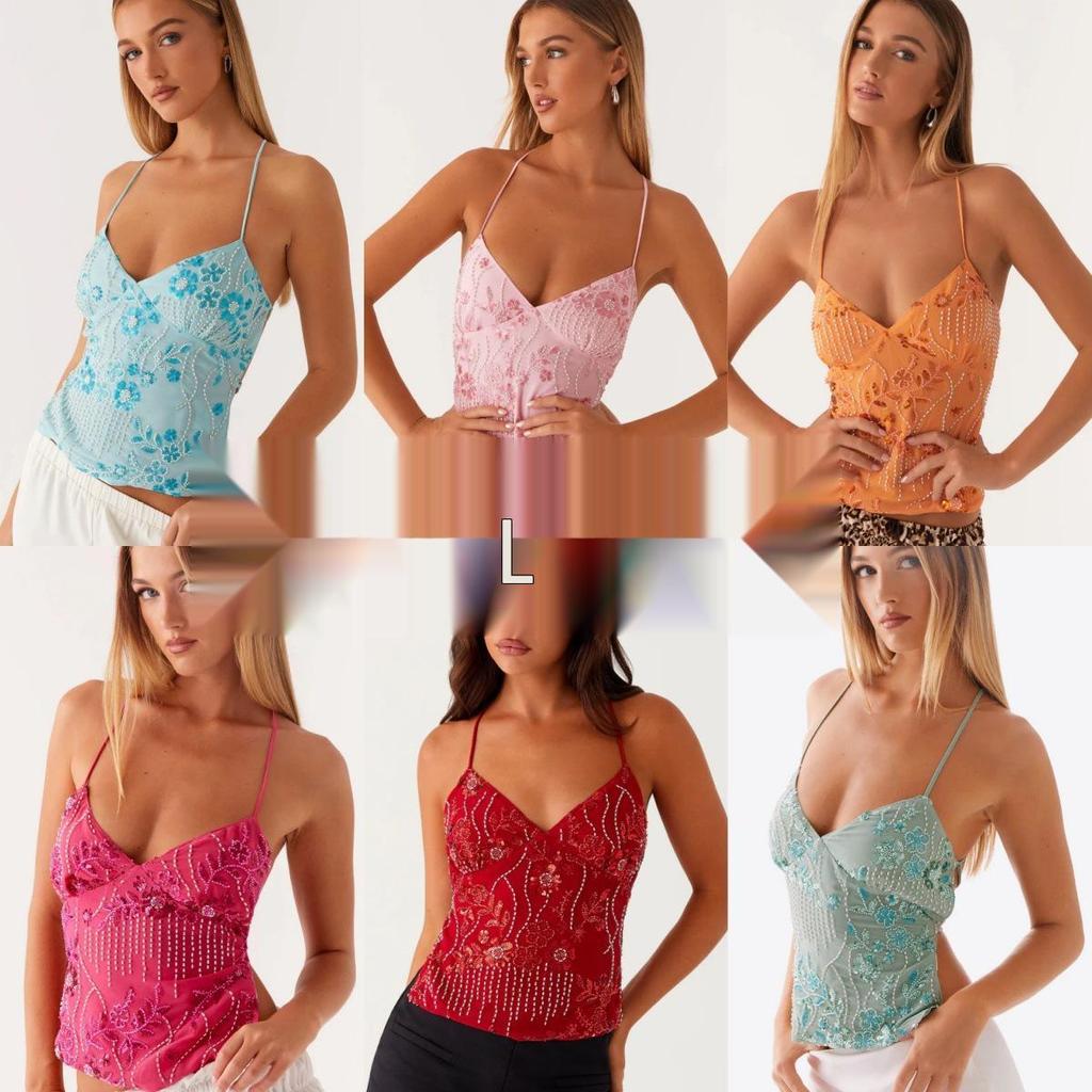 New Women's Embroidered Sequin Vest Camisole - Sexy European & American Style