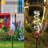 Solar Stake Rain Gauge Precise Butterfly Decor LED Rain Measure Gauge With Iron Stand Weatherproof Rain Water Meter for Garden