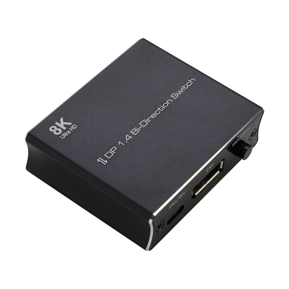 

Адаптер преобразователя порта дисплея 2X1 1X2 Plug and Play DP 1.4, двунаправленный разветвитель 8K @ 30 Гц, двунаправленный коммутатор DP 1.4