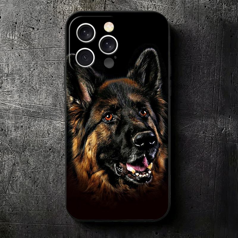 German Shepherd Dog Soft Phone Case for iPhone 16 16E 17 Air 15 Pro Max 14 Plus 13 Mini 11 12 7 Black Cover Back Shell