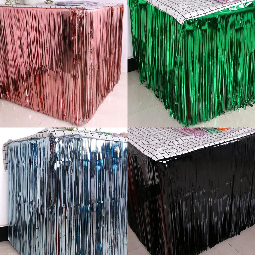 Elegant 2.75m Rose Gold Rain Silk Table Skirt For Stunning Birthday Party Decor