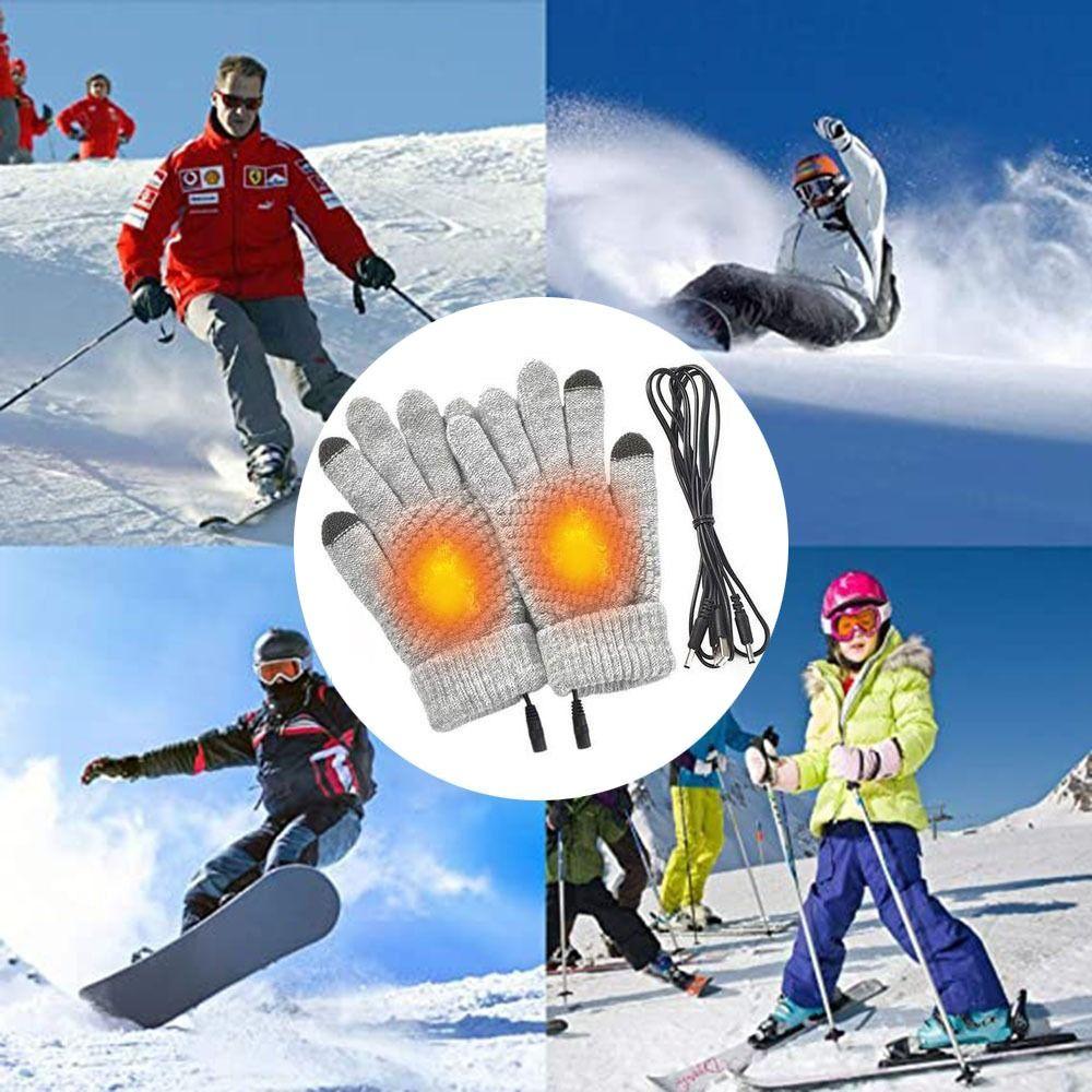 Thickened Touch Screen Knitted Gloves Full Finger Warmer Winter Electric Mitten Heated Gloves