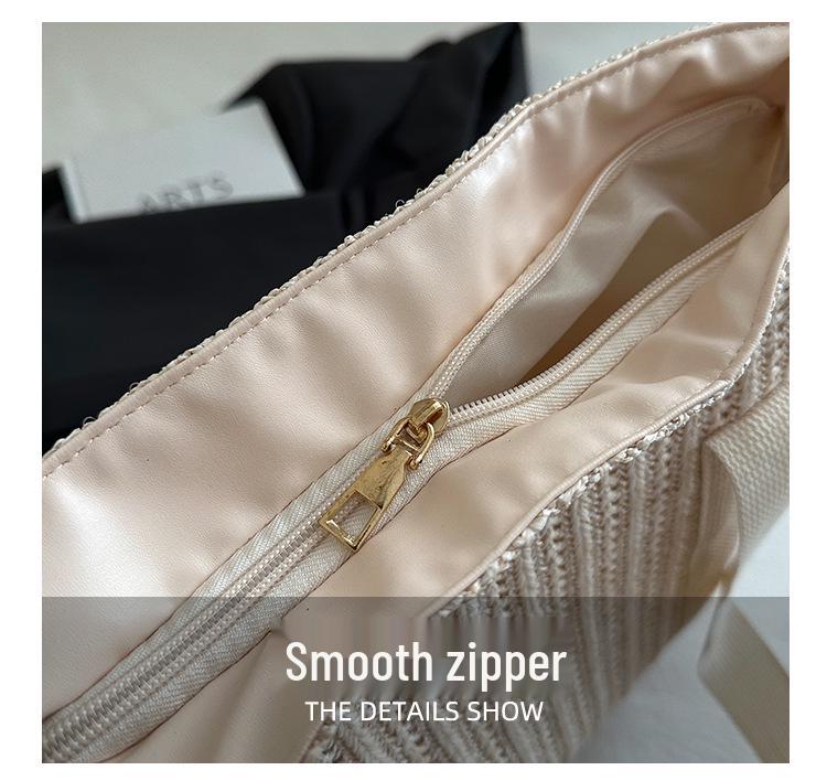 Woven Straw Crossbody Shoulder Bag - Large Capacity, Casual & Versatile Women's Summer Handbag