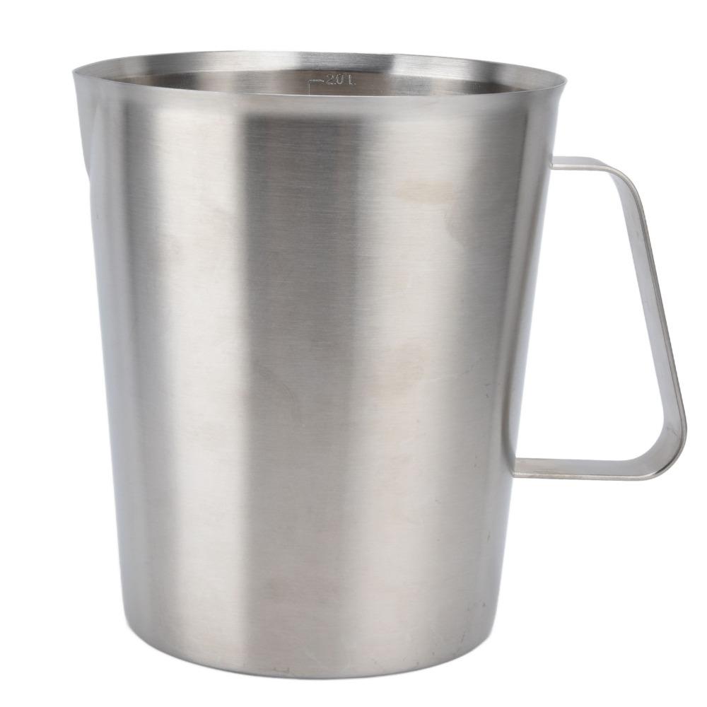 304 Stainless Steel Milk Frothing Pitcher 1000/2000ML Capacity Liquid Measuring Cup  For Latte Art
