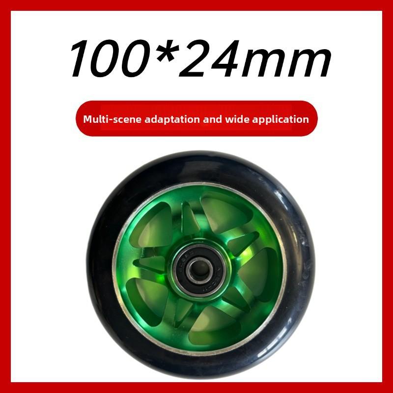 100mm Scooter Wheels Replacement with Bearings Aluminum Wear-Resistant PU Stunt Scooter Parts Kick Scooter Accessories 2pcs/set