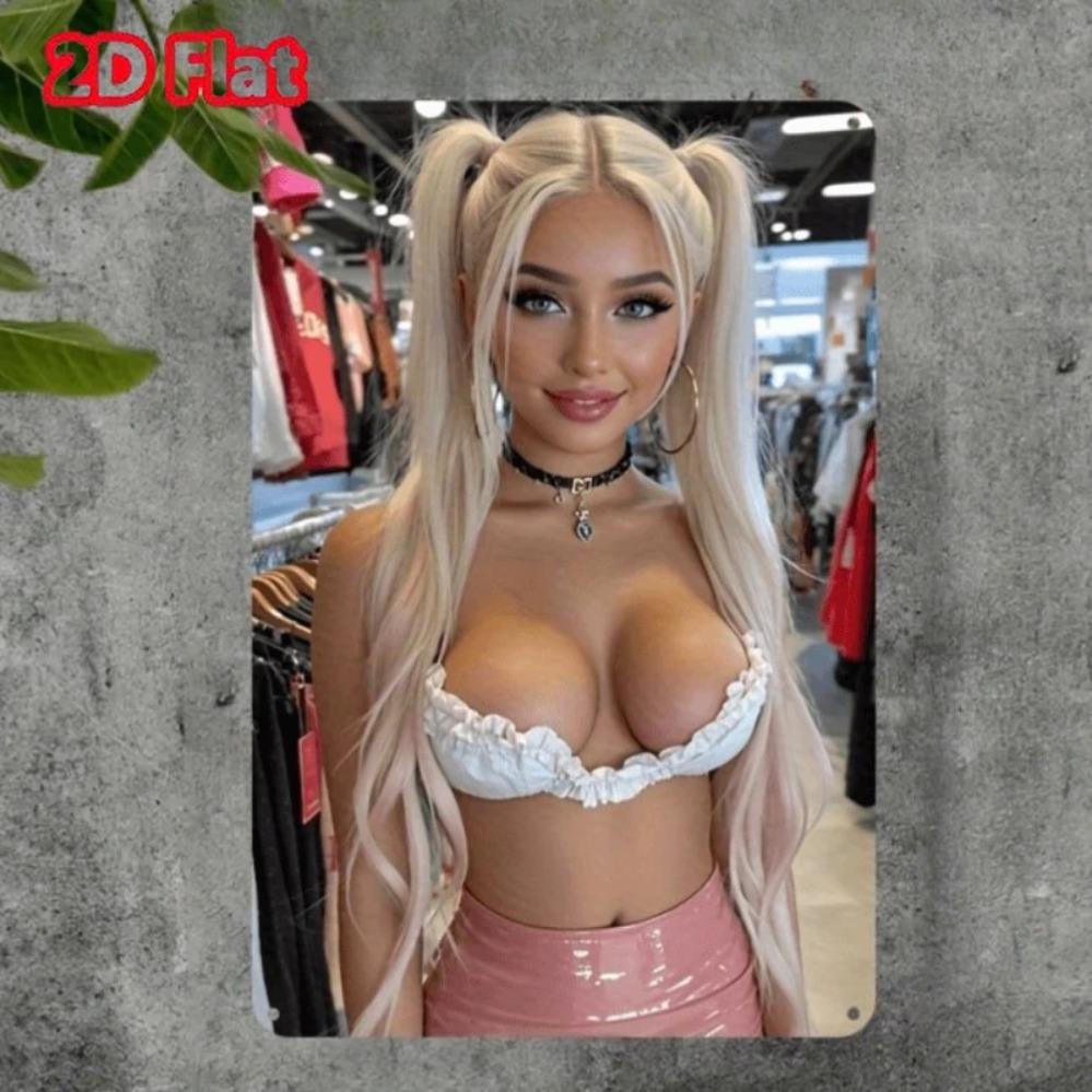 Sexy Women Metal Wall Poster - Stylish Metallic Wall Art Decor for Home Room Decoration