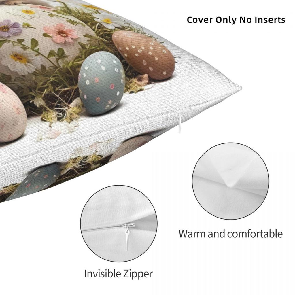 Easter Pillow Cover Cute Bunny Eggs Soft Pillow Case Cushion Cover Cute Funny Design Pillowcases For Sofa Home Decorative