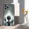 Space Art UFO Alien Thing Phone Case For iPhone 16,15,14,17,13,12,11 Plus,Pro Max,XS,X,XR,SE,Mini,8,7,Soft Silicone Black Cover