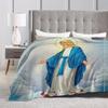 Jungfrau Maria Flanell-Kuscheldecke – Elegant, Heiliger Stil, Reißfest, Ganzjahreskomfort, Ideal für Wohnkultur und Spirituelle Beruhigung