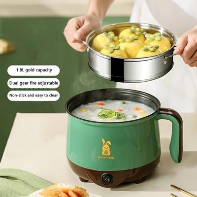 Multifunktionaler elektrischer Kochtopf, tragbarer antihaftbeschichteter Instant-Ramen-Topf, multifunktionale elektrische Reisebratpfanne, geeignet für 1–2 Personen