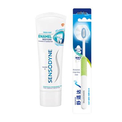 Sensodyne Enamel Care Fresh Mint Toothpaste & Toothbrush Set
