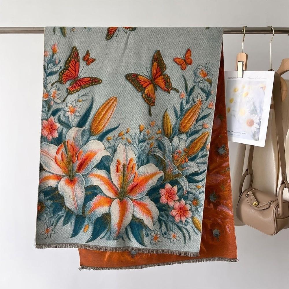 Imitation Cashmere Oil Painting Scarf Long Fringed Shawl  Wedding Party Evening Dresses