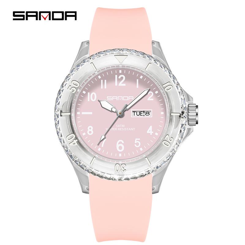 Sanda Youth Double Calendar Unisex Waterproof Quartz Watch