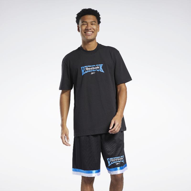 Reebok Drop Shoulder Sleeve T Shirt Unisex Black GV3452