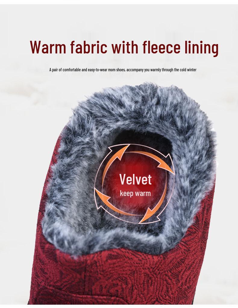 Women's Thickened Lined Winter Shoes: Non-Slip, Soft Sole Cotton Boots for Middle-Aged and Elderly