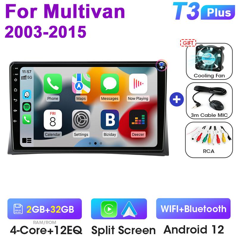 Autoradio 2 Din Android 12 pentru Volkswagen Multivan T5 2003 - 2015 Wireless CarPlay Auto Sisteme inteligente pentru mașină Smart Autoradio