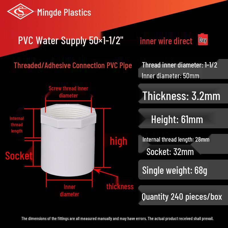 PVC Female Threaded Coupling for Water Pipes - All-Plastic Joint Fittings Accessories