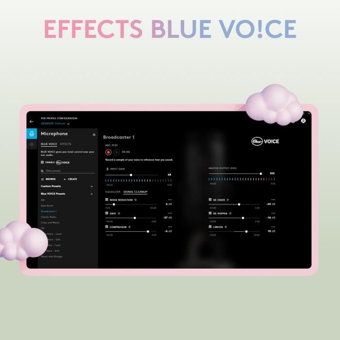 Microphone gamer - Filaire - Logitech G - Bleu Yeti - USB - Blanc