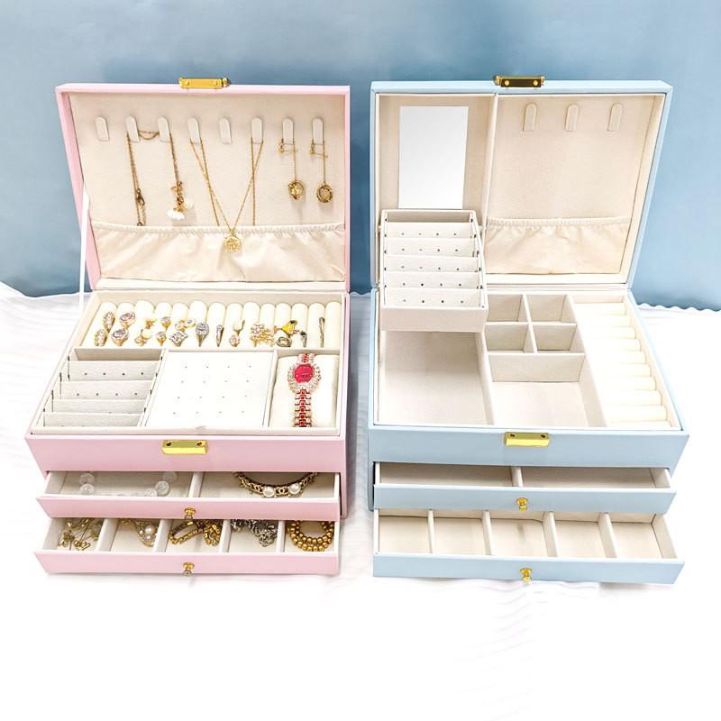 Large Capacity Jewelry Box Multi-layer Necklace Ring Organizer Portable Travel Storage Case Women