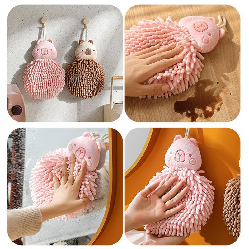 Capybara Hand Towel - Cute Kitchen Towels With Hanging Loops Super Absorbent Chenille Hand Face Bath Towel, Funny Towel