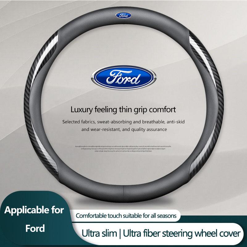 1 st Läder Kolfiber Bil Rattkåpa Biltillbehör För Ford Focus Mondeo MK1 MK2 MK4 MK3 ST Line Kugo Transit Escape Fusion Explorer