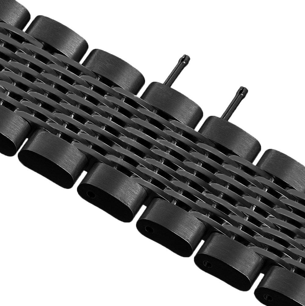 [Kai Tian] 18mm Watch Band Strap Black Watch Replacement Band Metal Stainless Steel Watch Band Replacement Strap Mesh Strap Watch Women's Men's