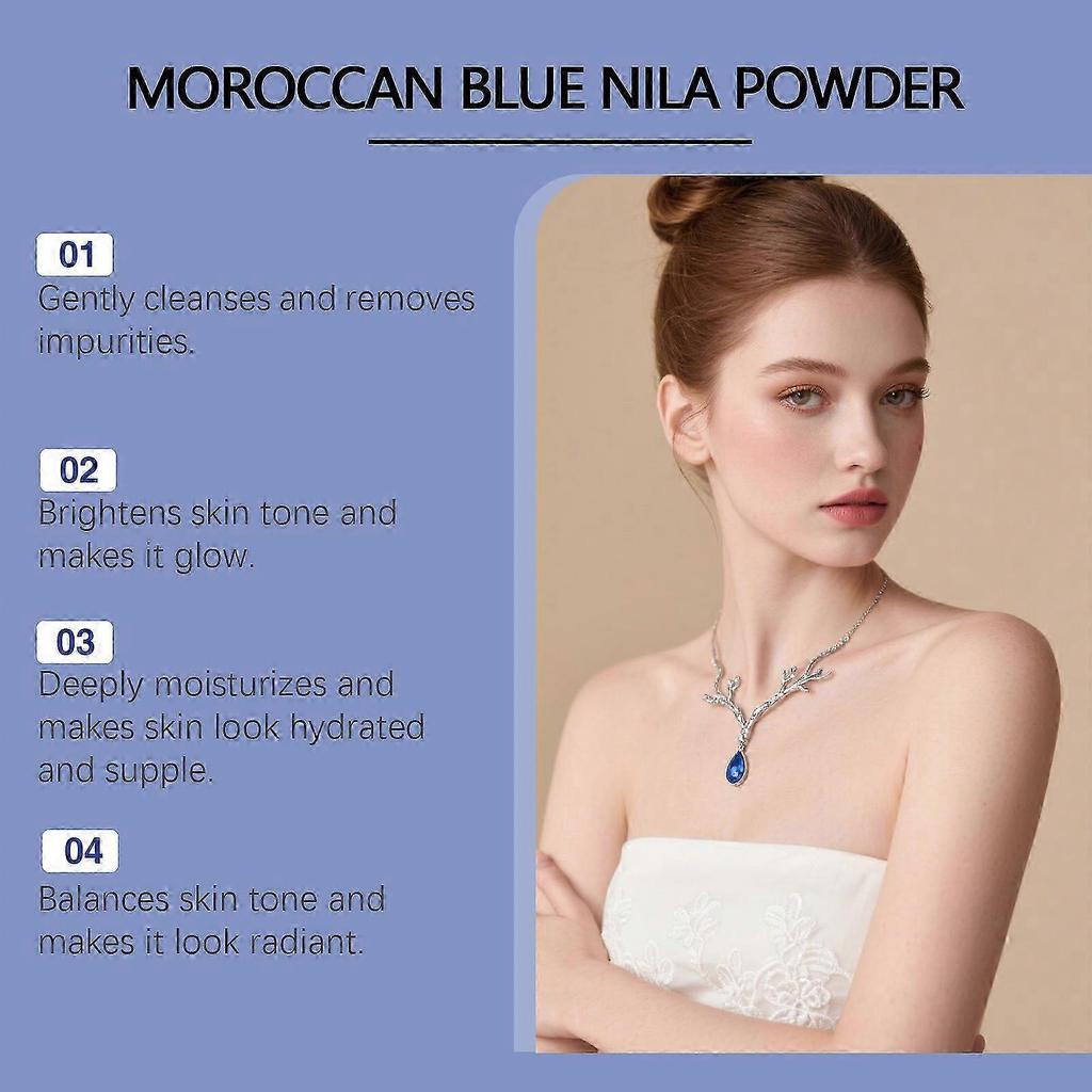 Moroccan Nila Powder for Skin, Moroccan Nila Facial Mask, Brightening & Skin Smoothing Clay Mask W/ Indigo Powder