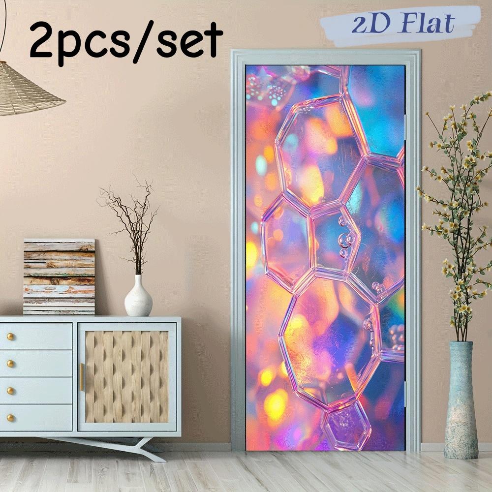 

2pcs Dreamy Honeycomb Crystal Wall Stickers Colorful Glass Stickers Living Room Bedroom Entrance Decoration Stickers Self Adhesi (as the picture,38.5x200cmx2)