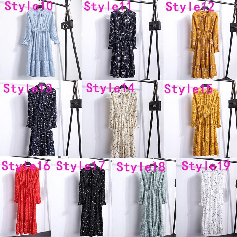 Elegant Floral Chiffon Long Sleeve Casual Vintage Boho Maxi Dress For Women