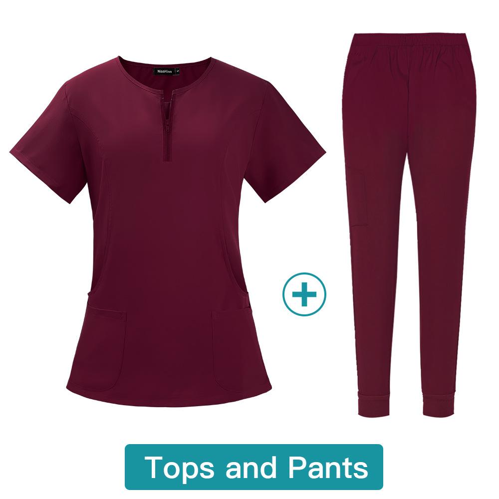 Men Women Polyester Rayon Spandex Stretchy Custom Logo Medical Lab Nurse Uniforms Suits Hospital Uniform Unisex Scrubs Sets