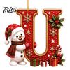 Indoor Holiday Decorations Cute Snowman Letter Christmas Ornament, 2D Flat Personalized A-Z Alphabet Gifts for Family Friends Acrylic Hanging Pendant