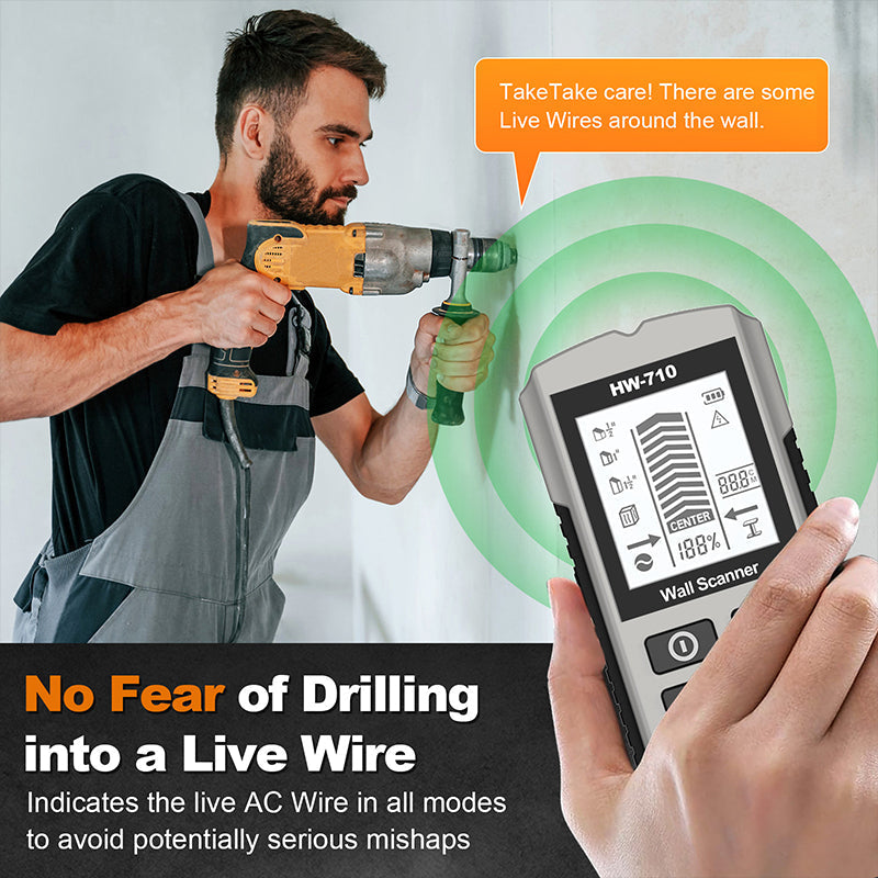 HW-710 Multifunktionale Metall-Holz-Erkennungsfunktion Wanddetektor für AC Metall Holz Erkennen Decken Böden Finden