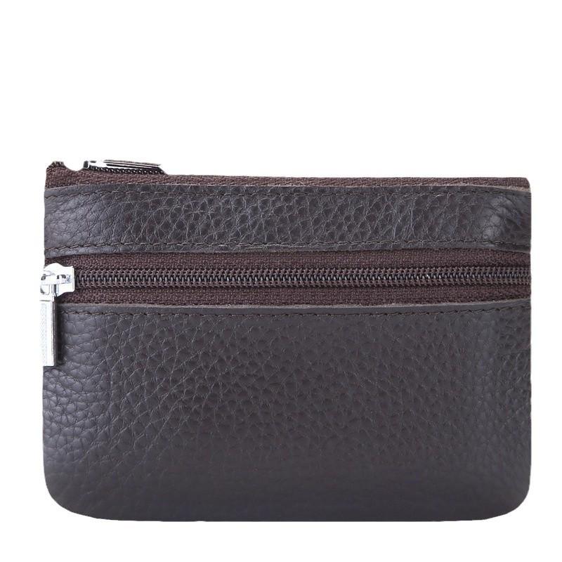 Portmonetka na monety i etui na klucze z licowej skóry bydlęcej w stylu koreańskim, zapinane na zamek