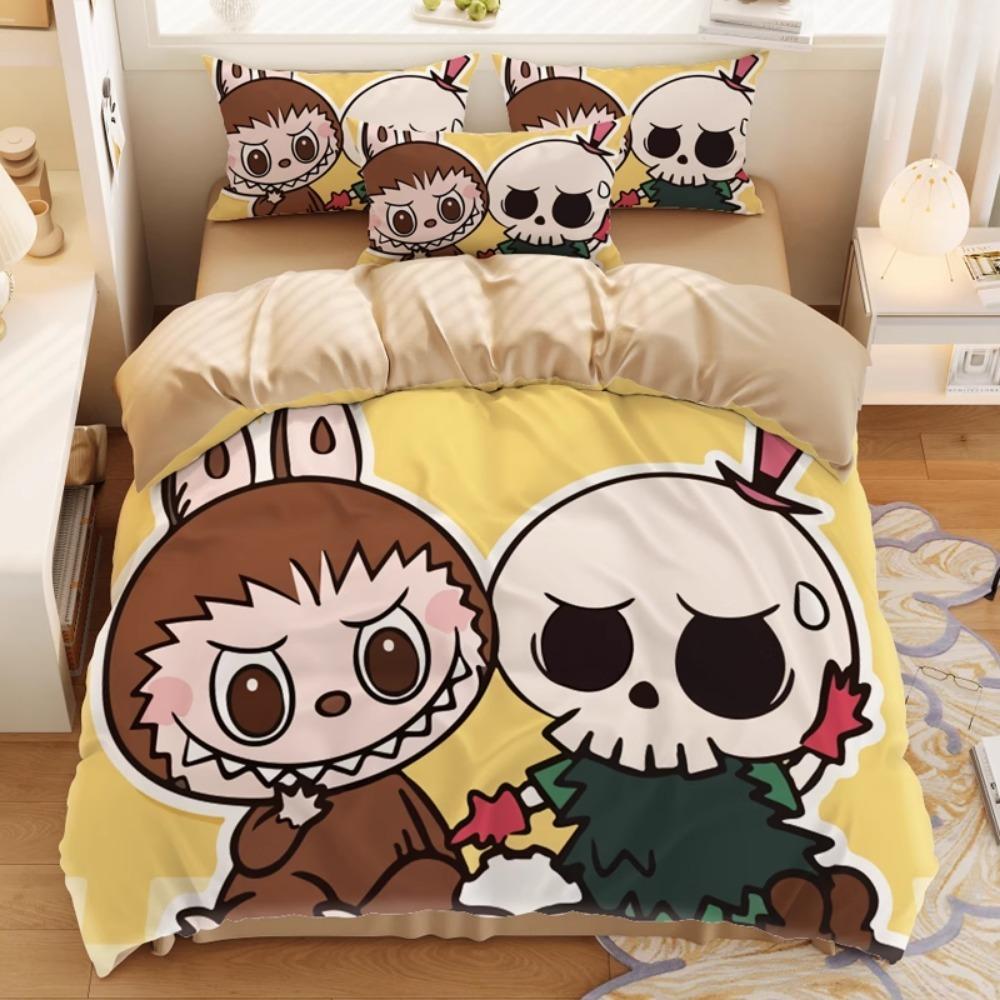 Schattig bubu beddengoed 2/3-delige slaapkamerset, kindercadeau tieners volwassene microvezel tweepersoonsbed dekbedovertrek met rits kamerdecor